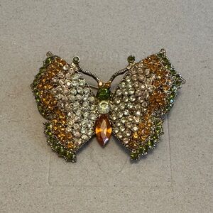Elegant Butterfly Brooch with Crystal Accents
